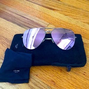 Celine CL41392 Teardrop Pink Mirror Lenses - Aviator